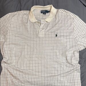 Polo by Ralph Lauren Men's Cream and Black Checkered Polo
